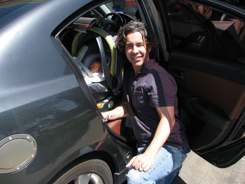 IMG_0550.JPG - Here I am in the car with Daddy. This is my very first car trip.