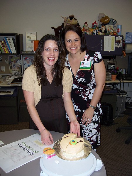 Picture_386.jpg - Here's Jessica! Daddy had already cut into the baby face cake, though.