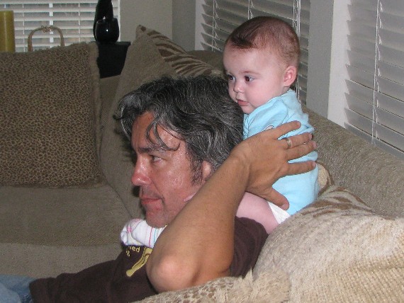 WatchingCowboysWithDaddy.JPG - This is the best way to watch football games on Sunday.