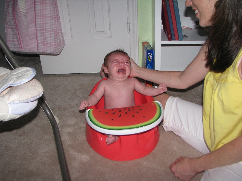 IMG_0918.JPG - I'm too little for my watermelon seat. Besides, I wanted cantaloupe.