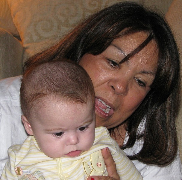 meandgrammaida.jpg - Gramma Ida holds me up.